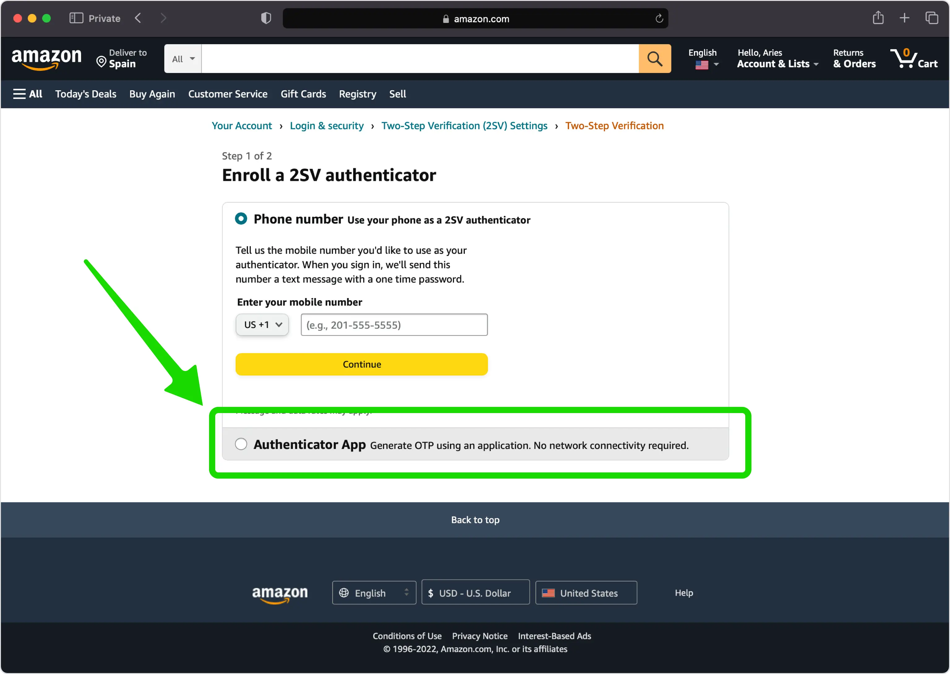 Select Authenticator App
