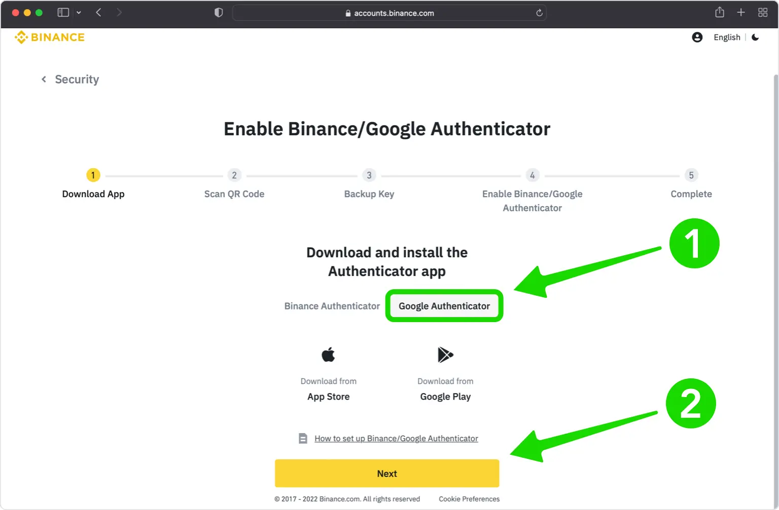 Choose Authenticator App as your method