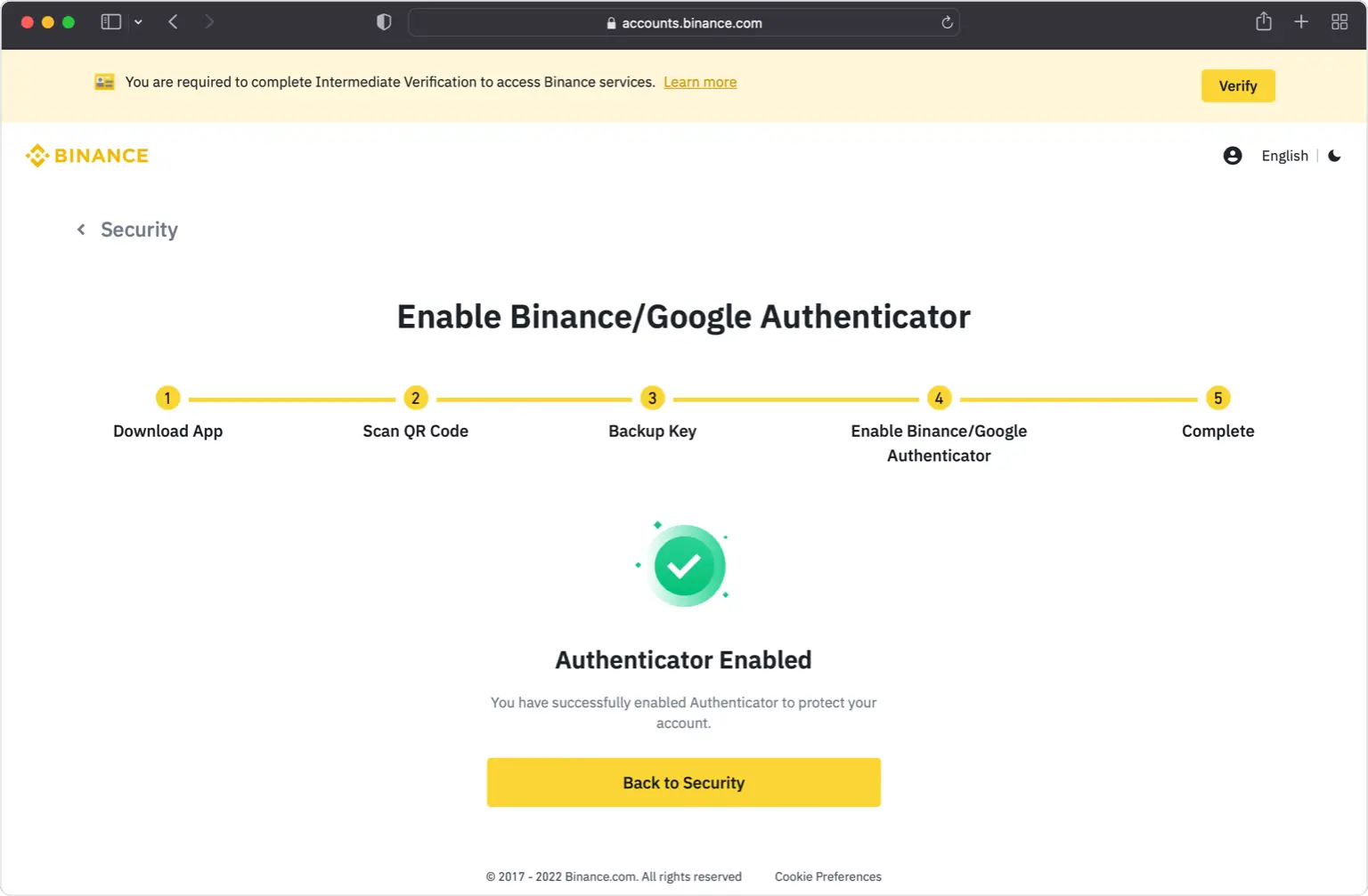 Two-factor authentication is enabled