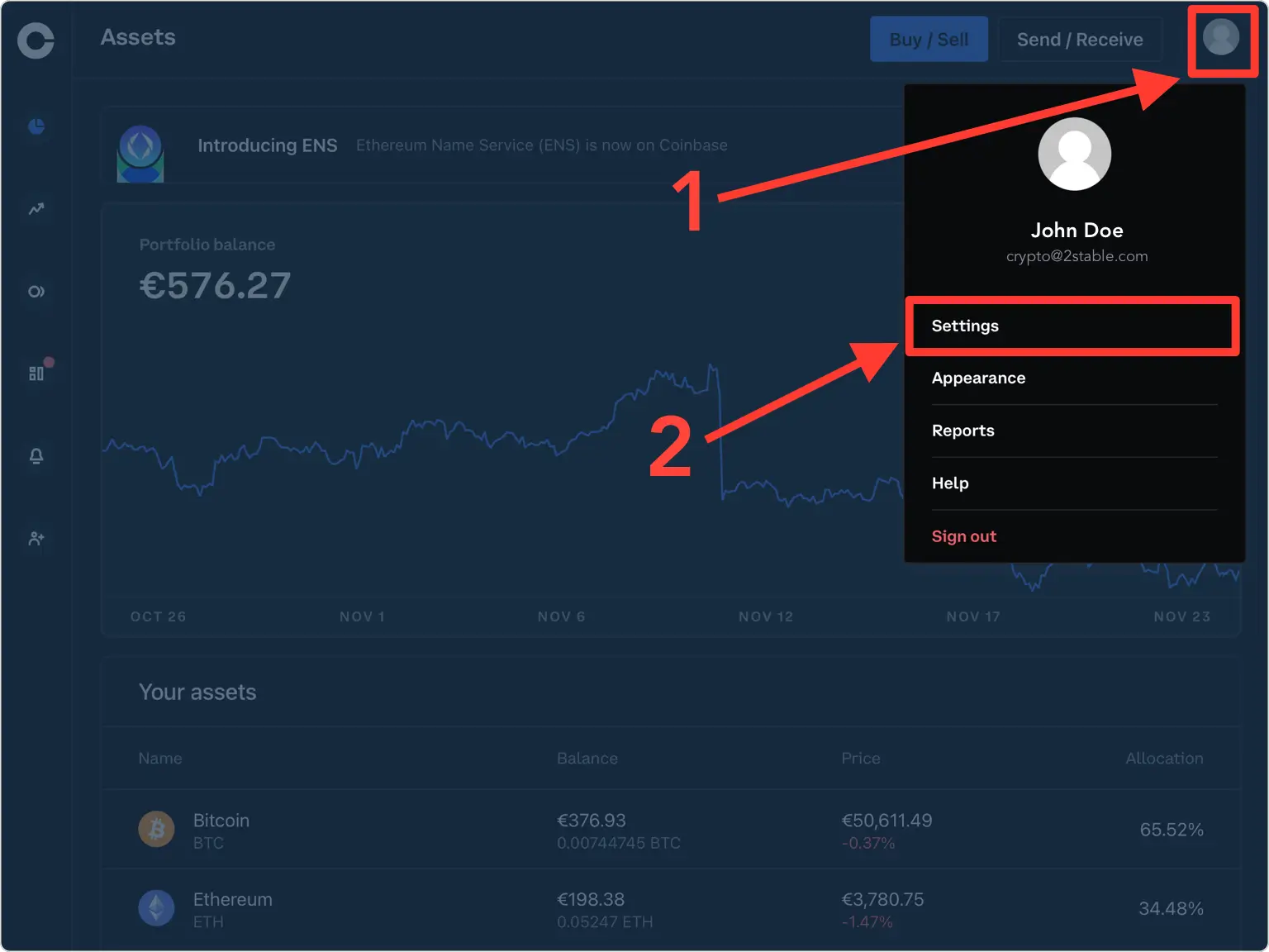 Locate your 2FA settings
