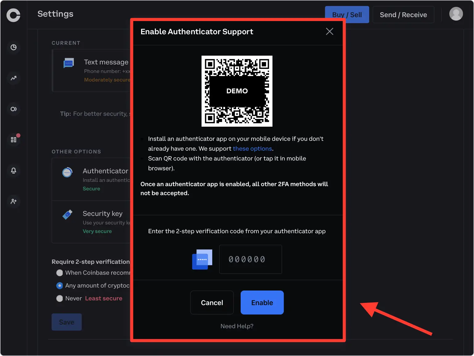 Display the QR code