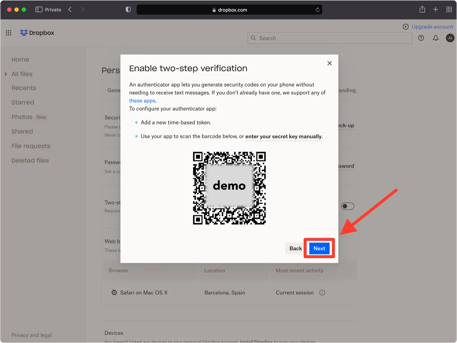 View the QR code