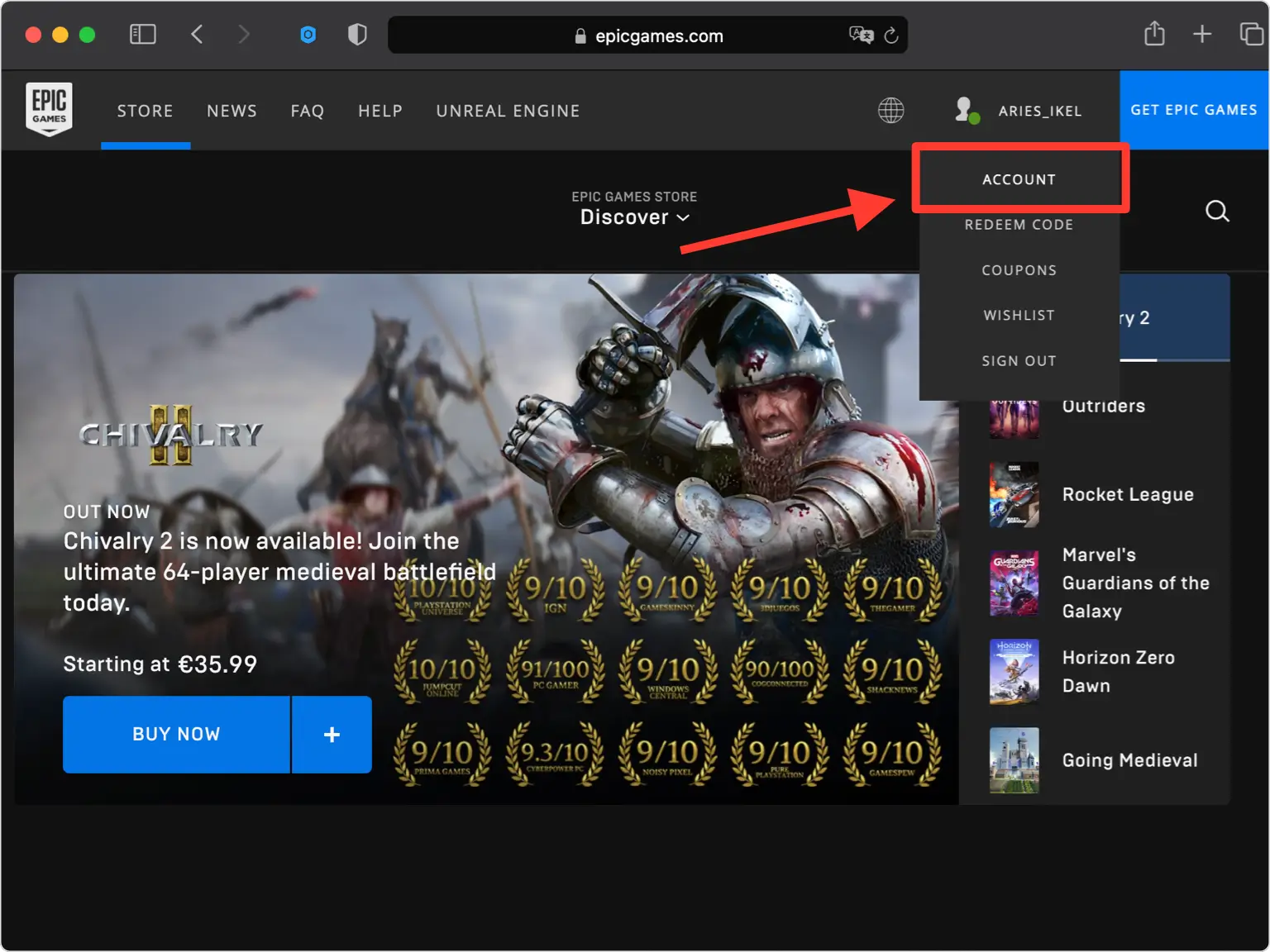 Open your Account settings