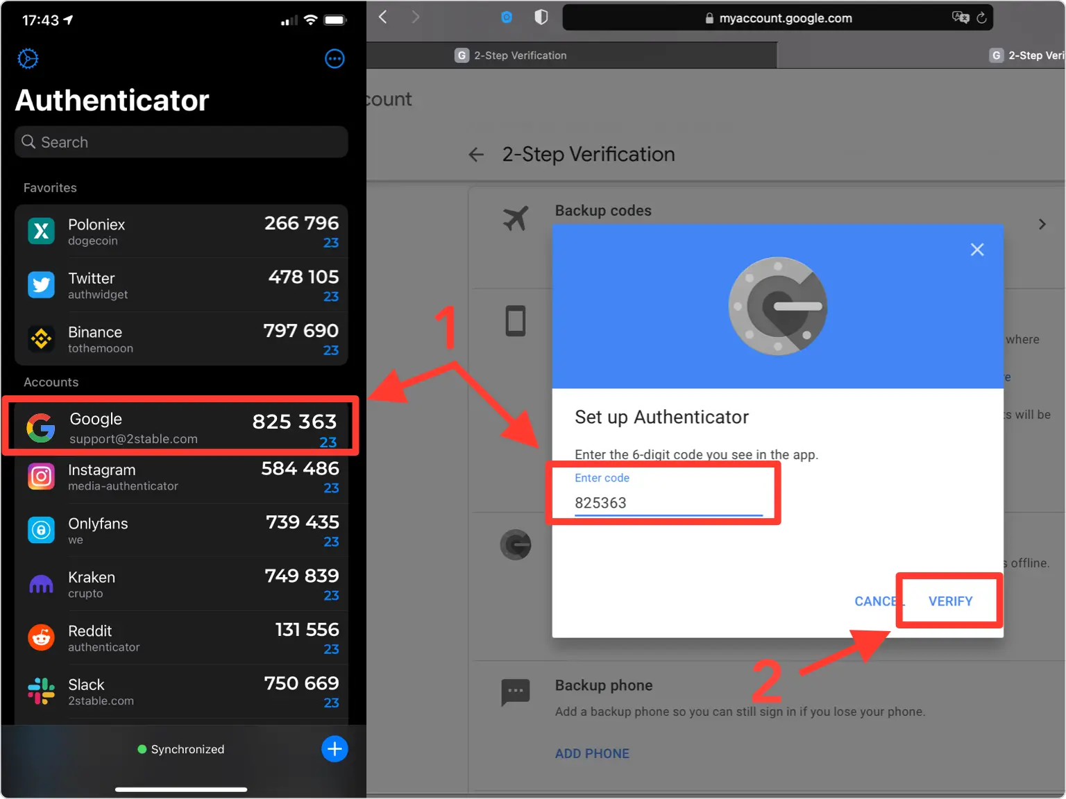 Enter the 6-digit verification code