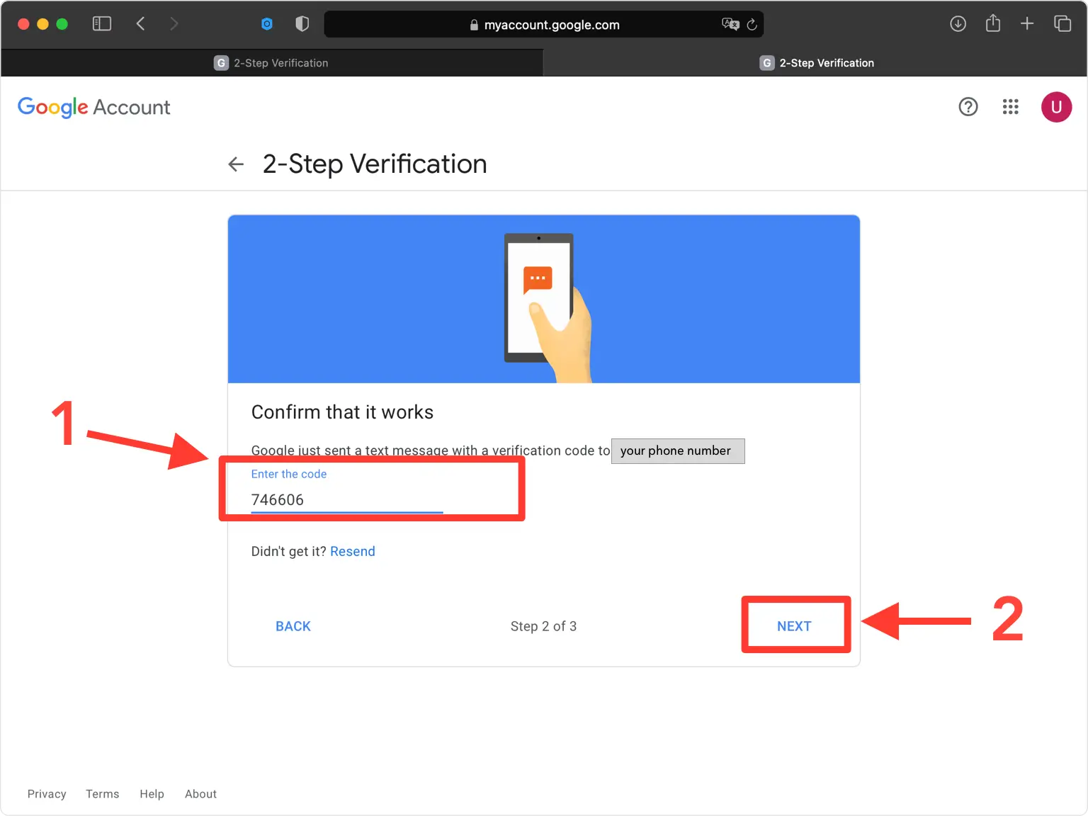 Verify your phone number