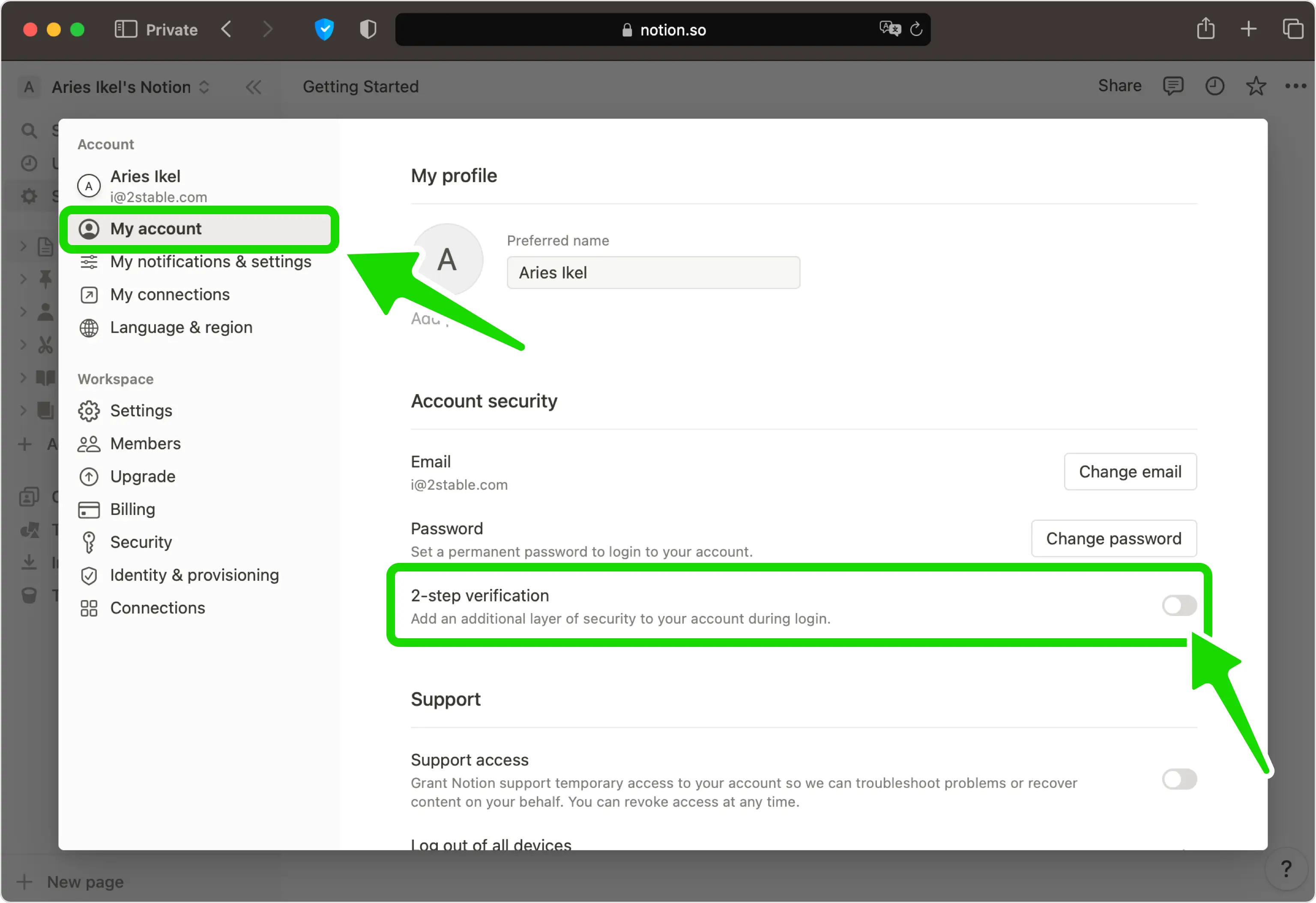 Turn on 2-step verification