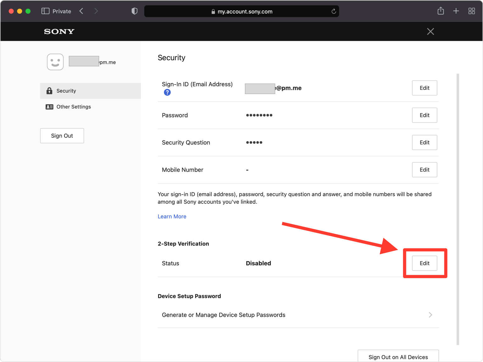 Edit 2-Step Verification Status
