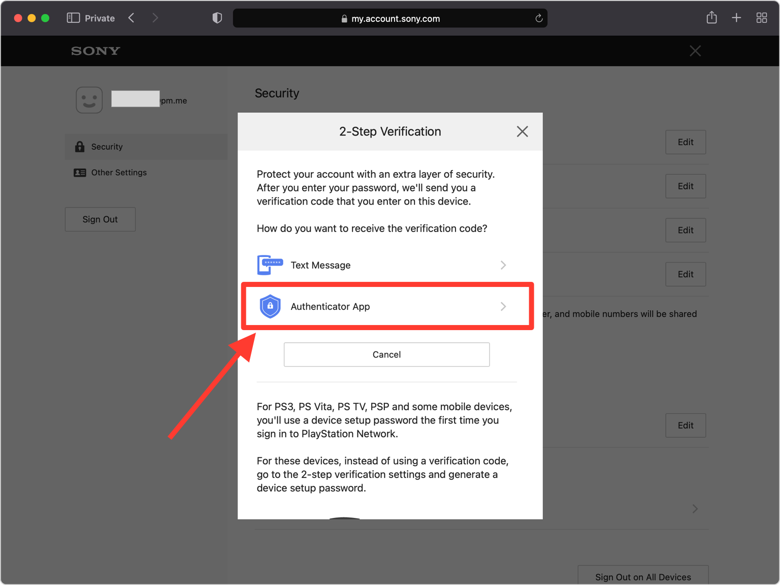 Choose Authenticator App