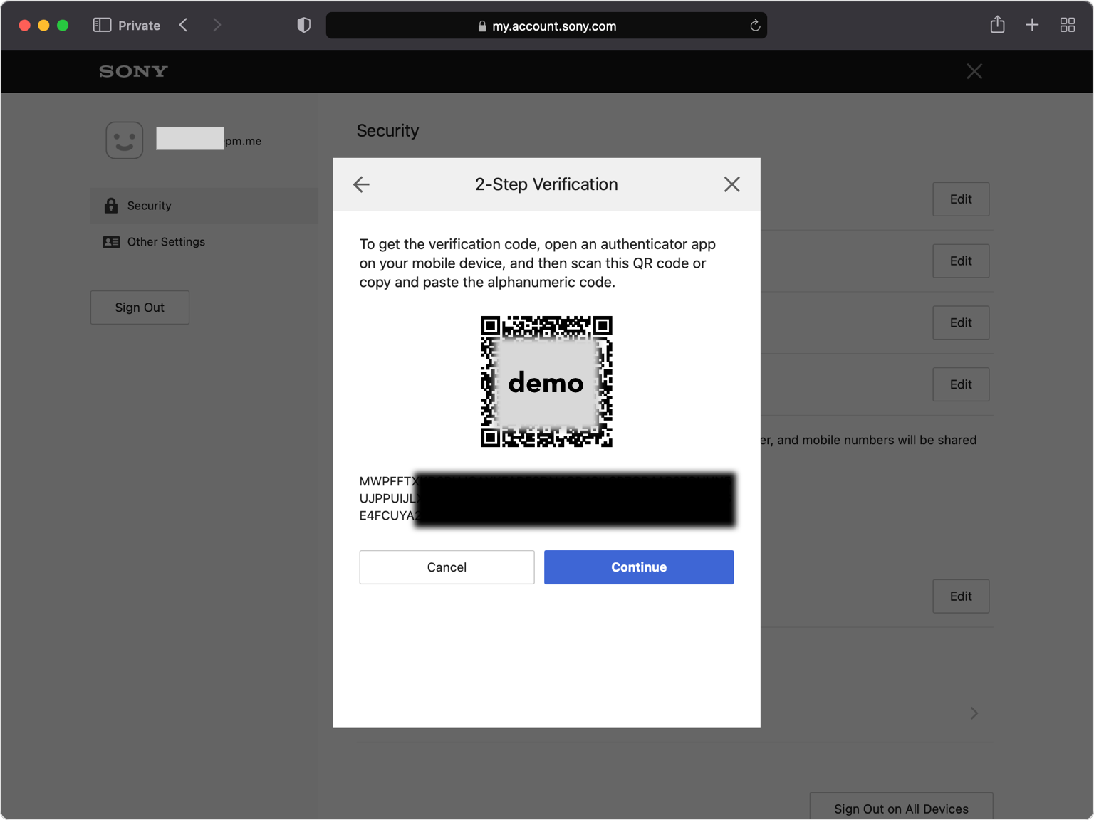 Display the QR code