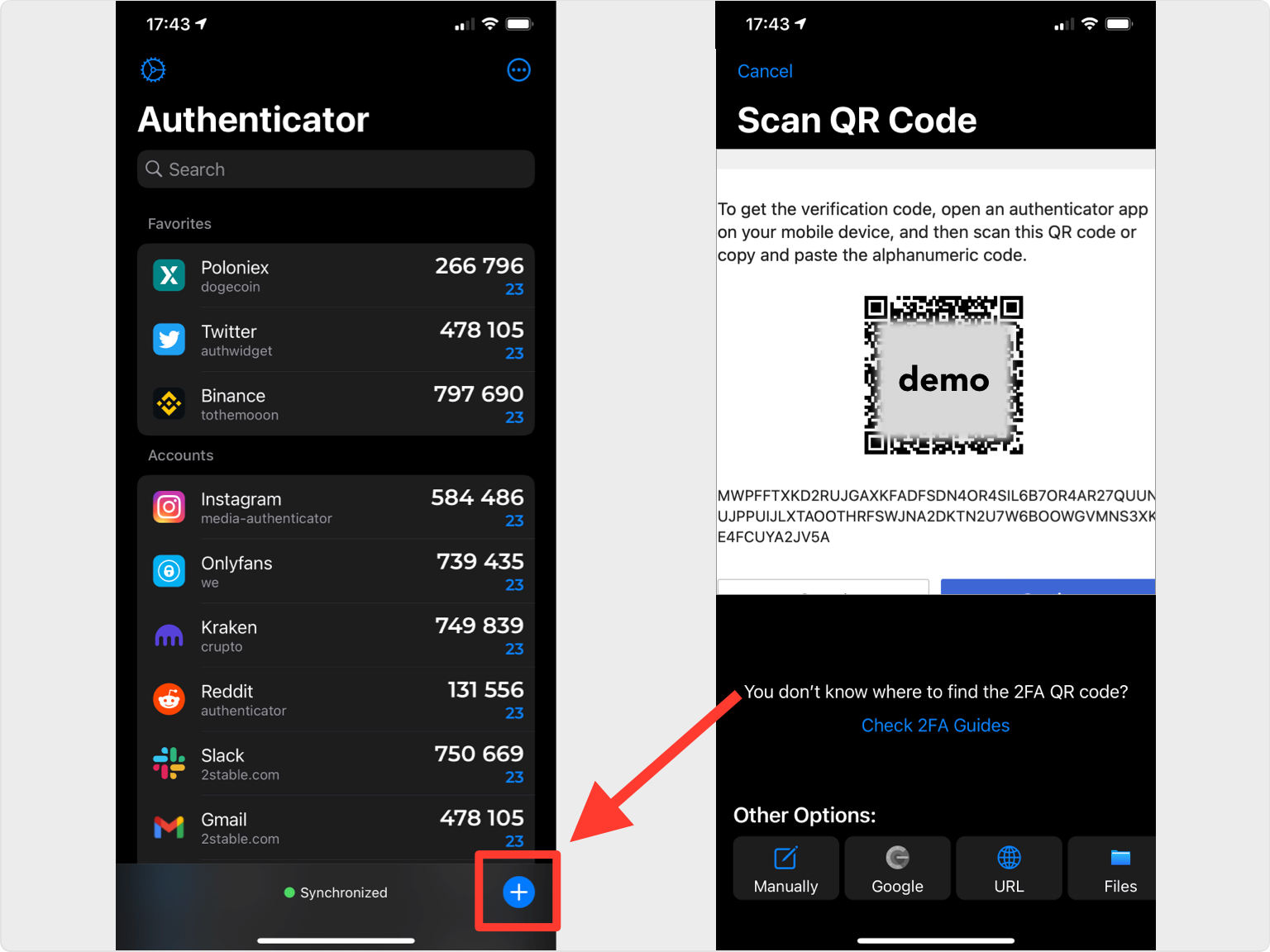 Scan the QR code with your Authenticator App