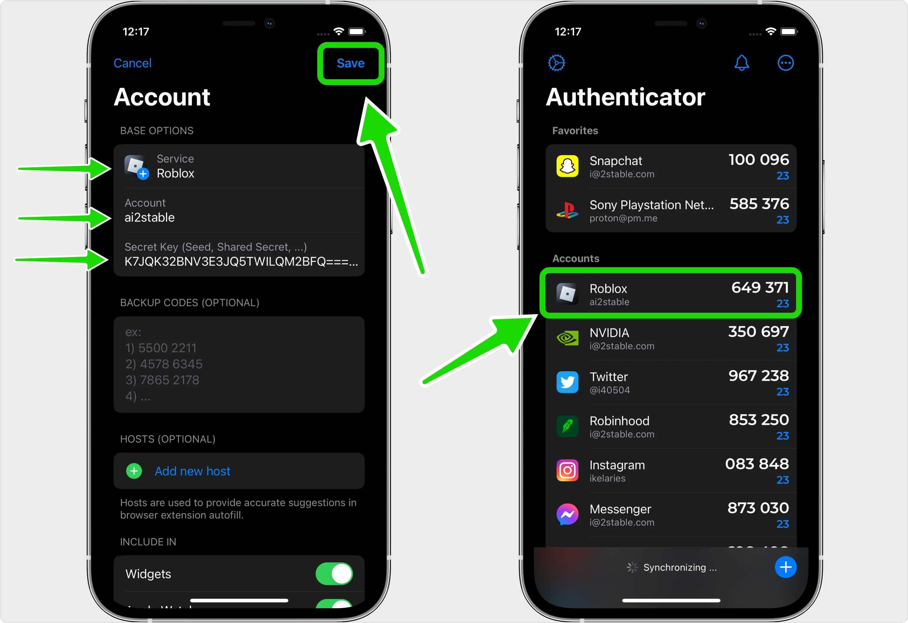 Save the Roblox account in your app