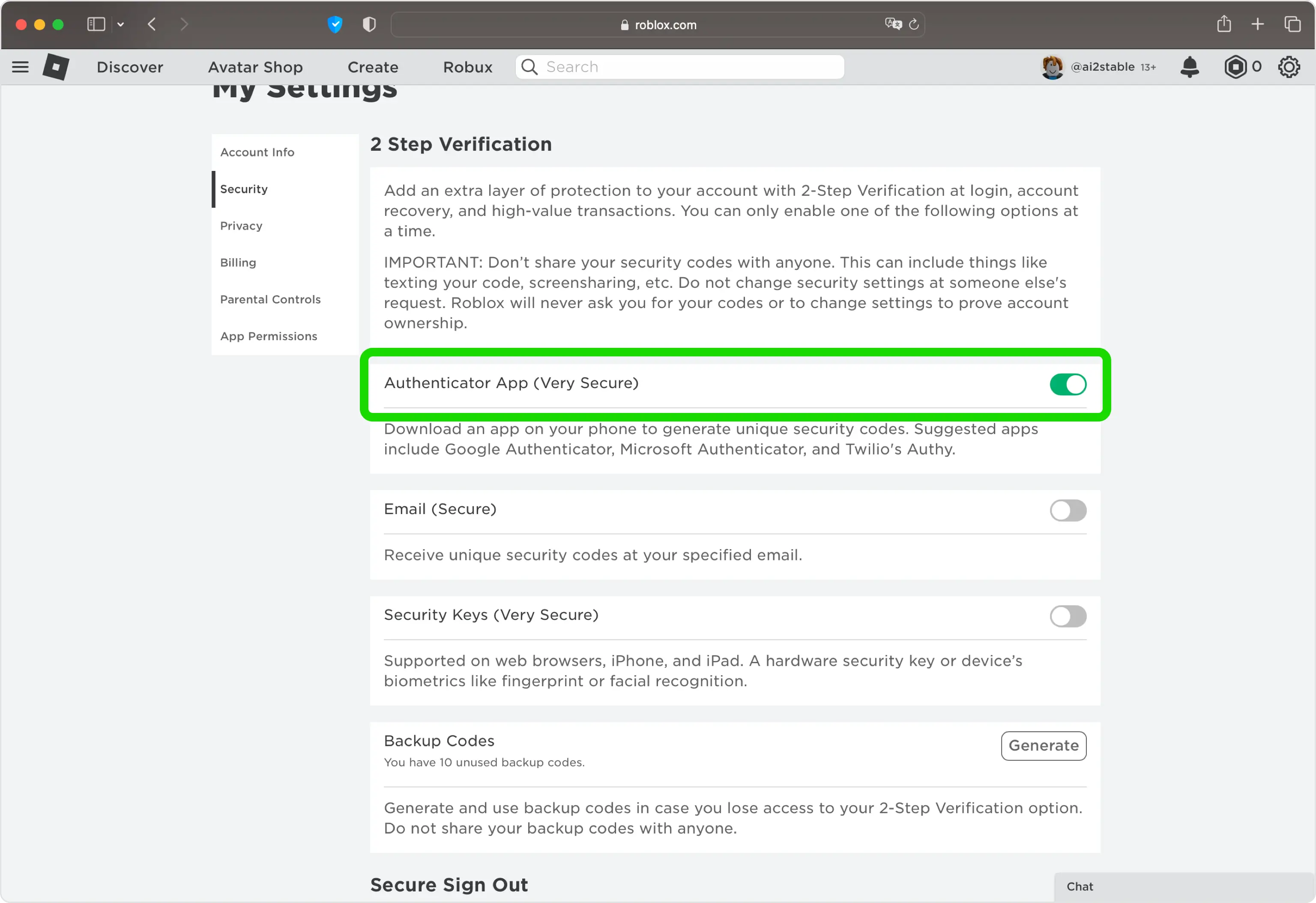 Finish: 2-Step Verification is on