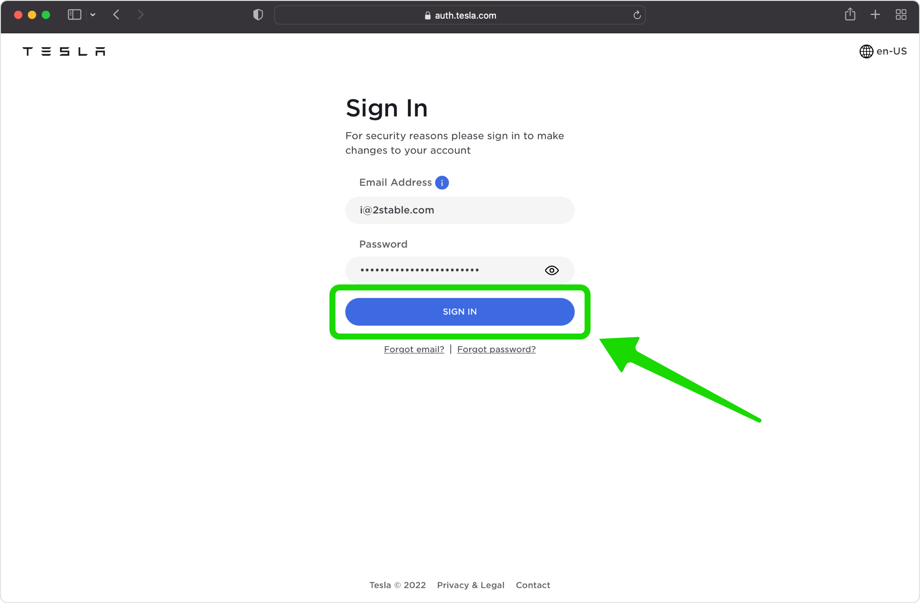 Confirm your Tesla password