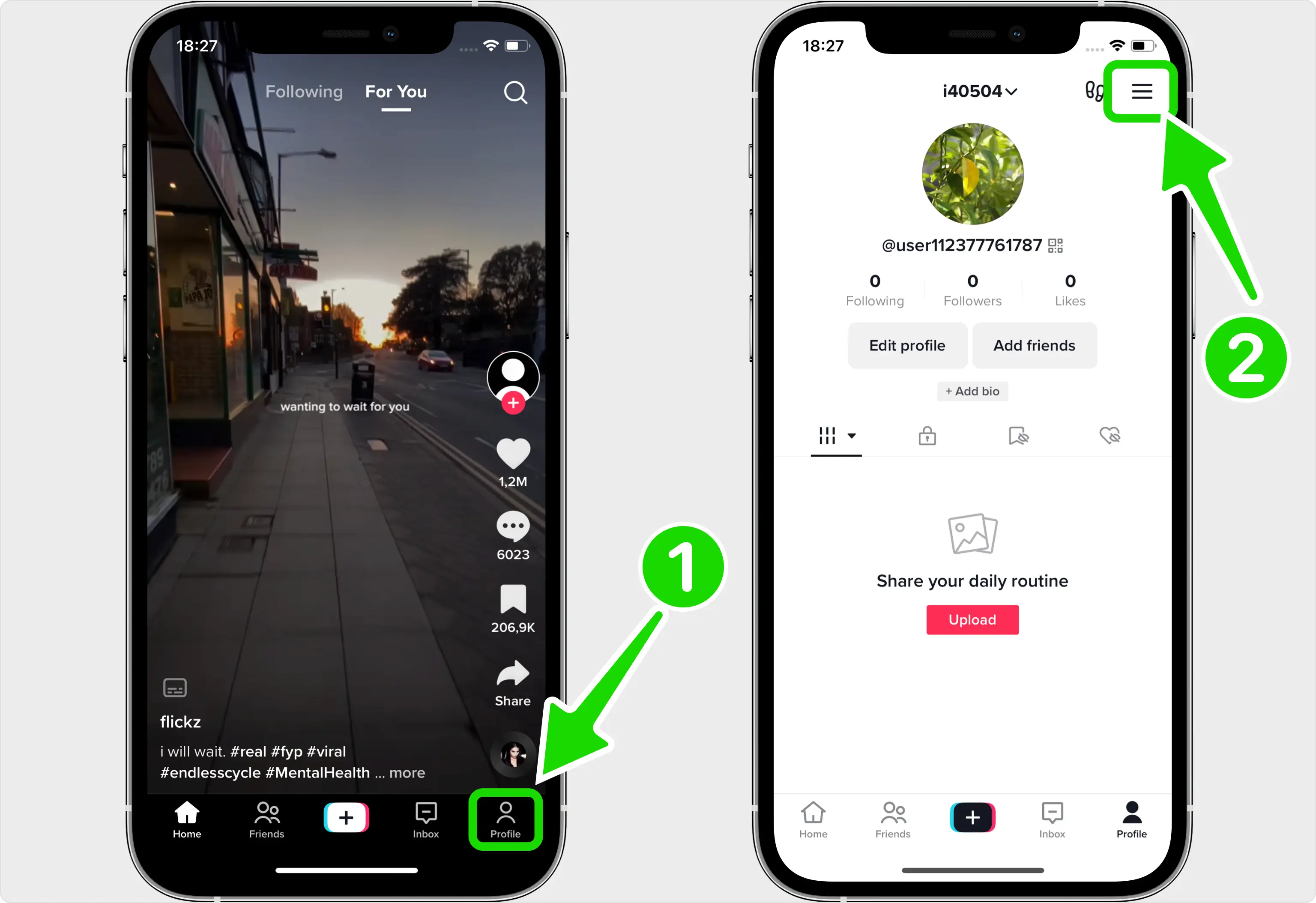 Open TikTok and find your security settings
