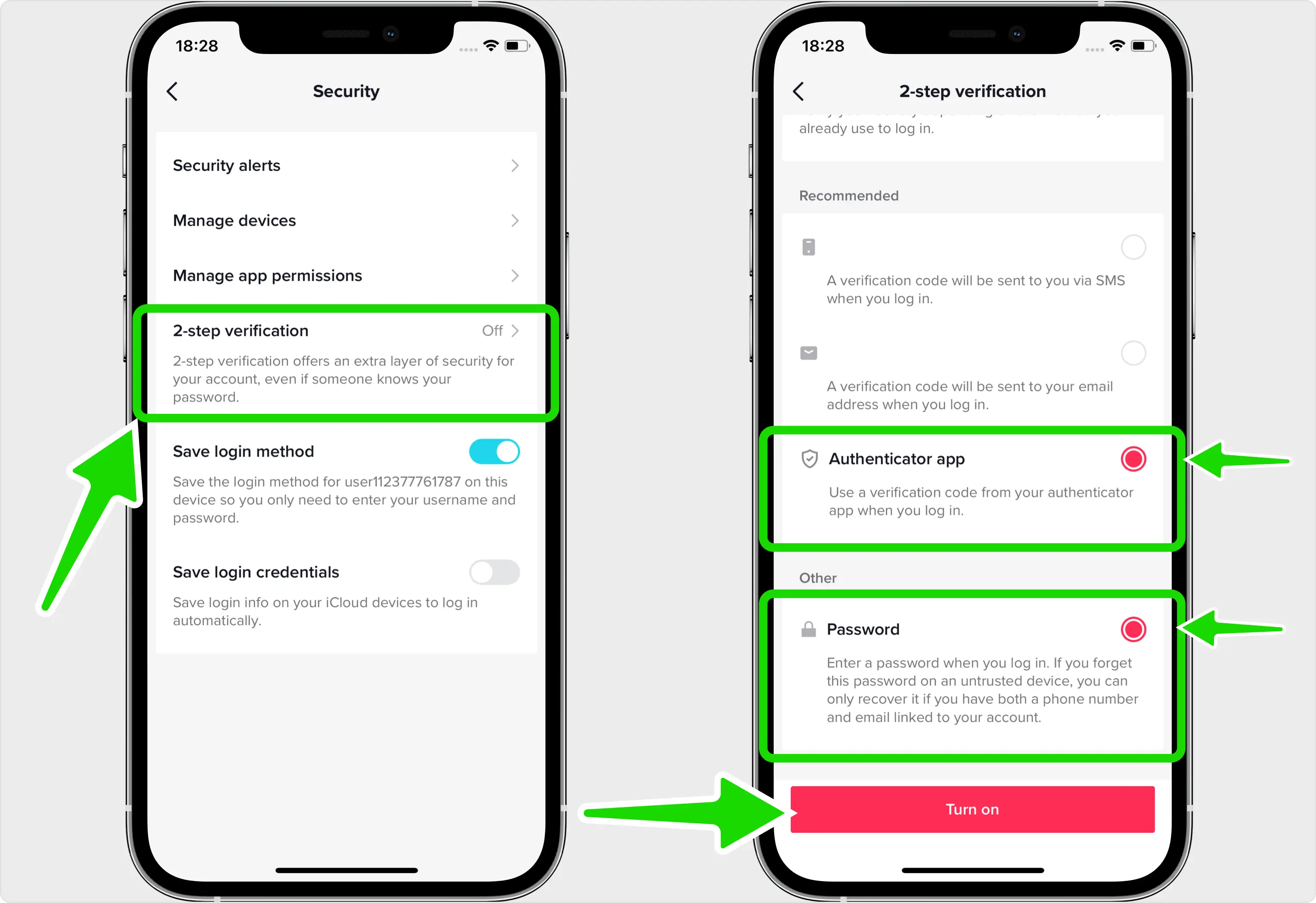 Choose the Authenticator app method