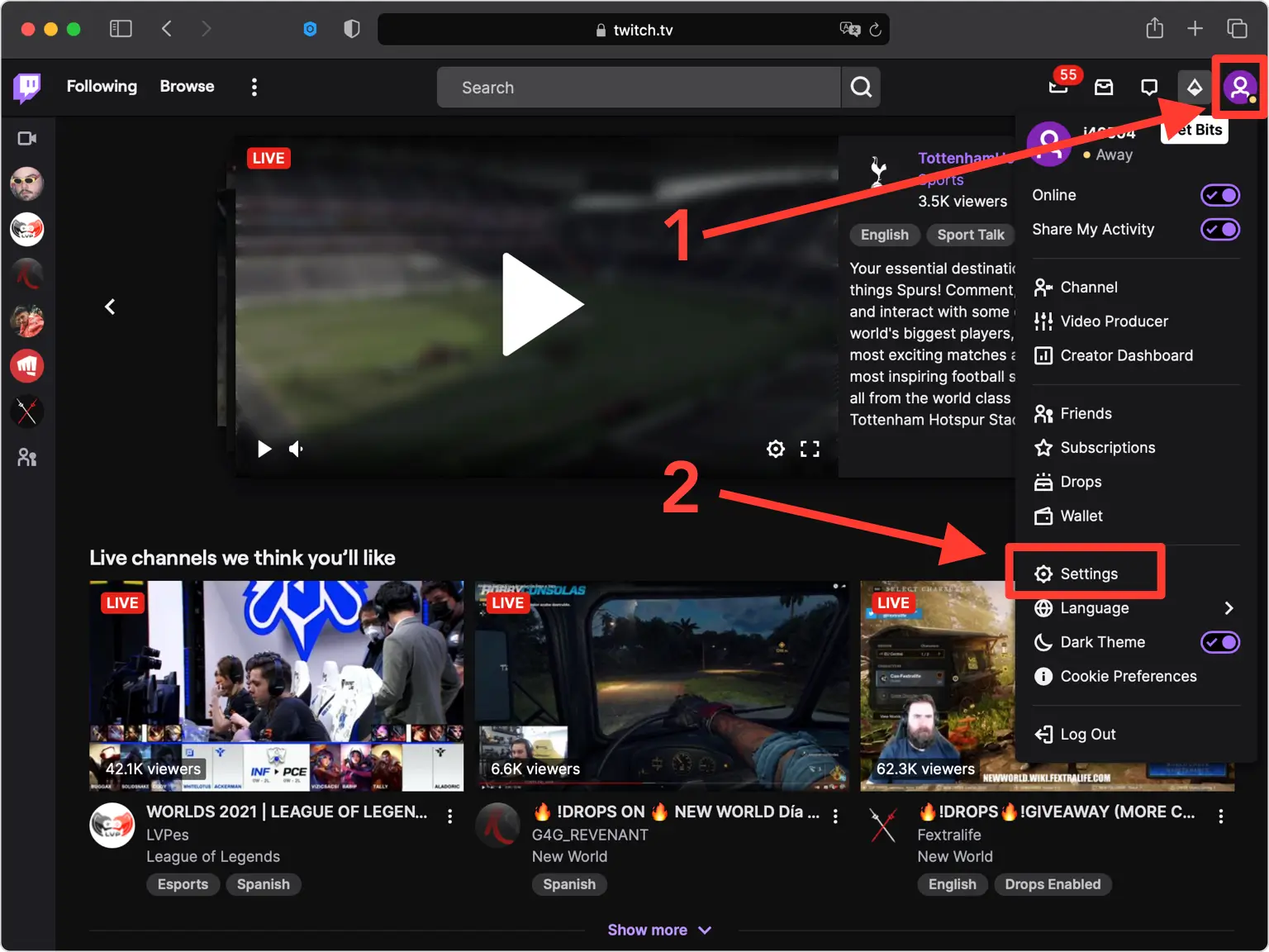Open your Twitch Settings