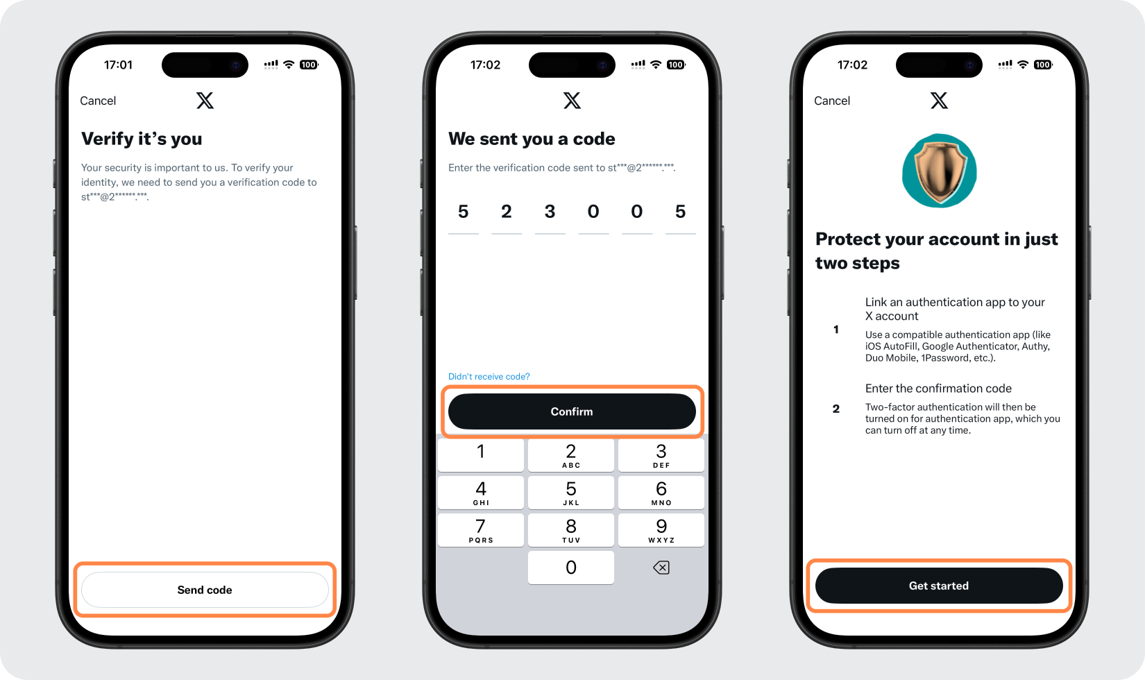 Confirm your identity and start setup