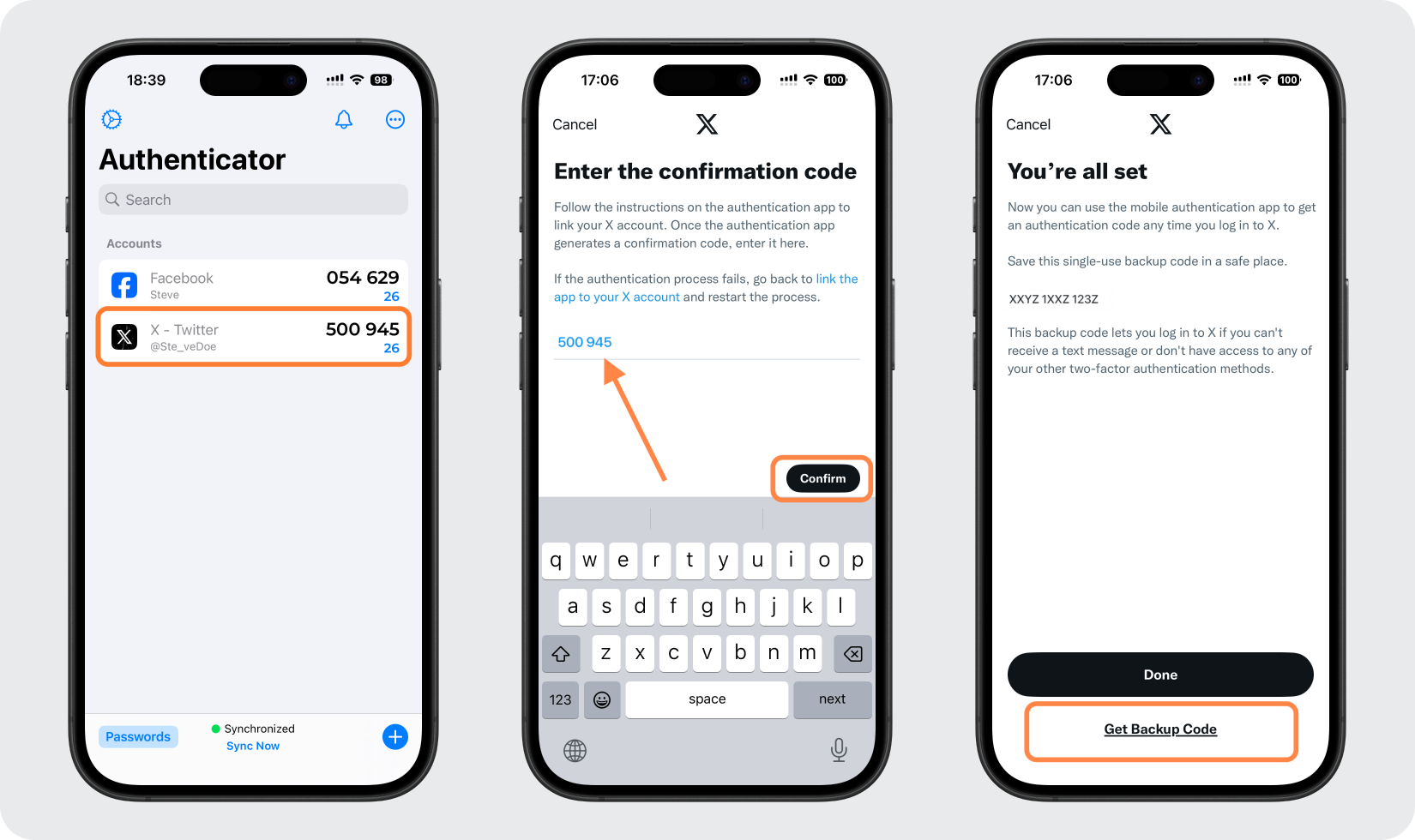 Enter the code to confirm