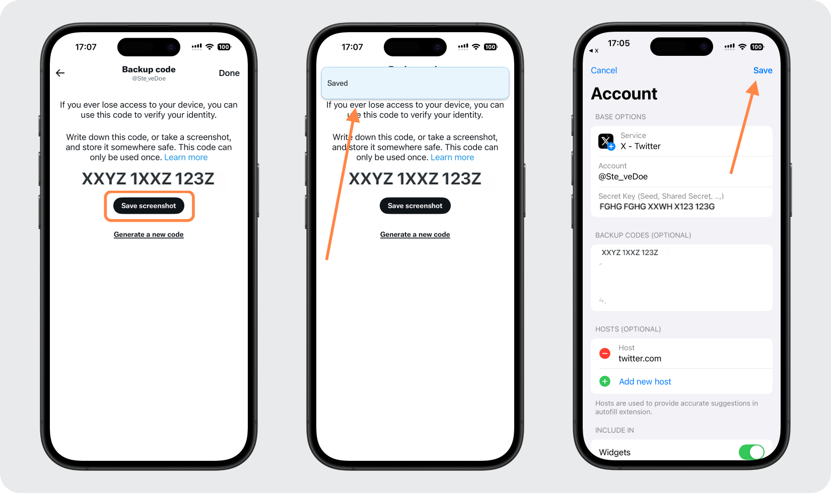 Save your X backup code