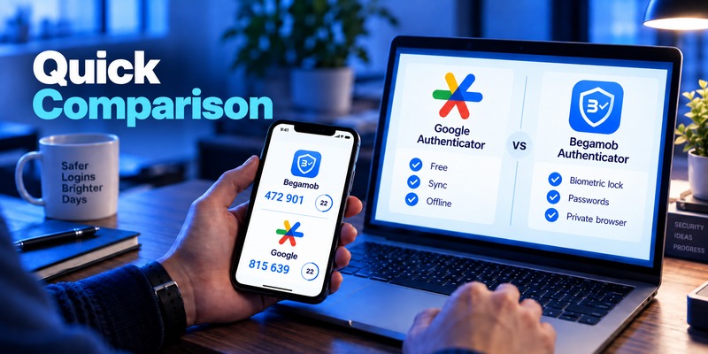 Begamob Authenticator vs Google Authenticator